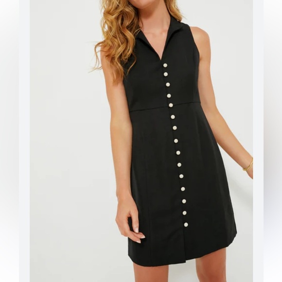 Tuckernuck Leighton Linen Mini Dress Black XXL Classic Tailored Old Money Chic